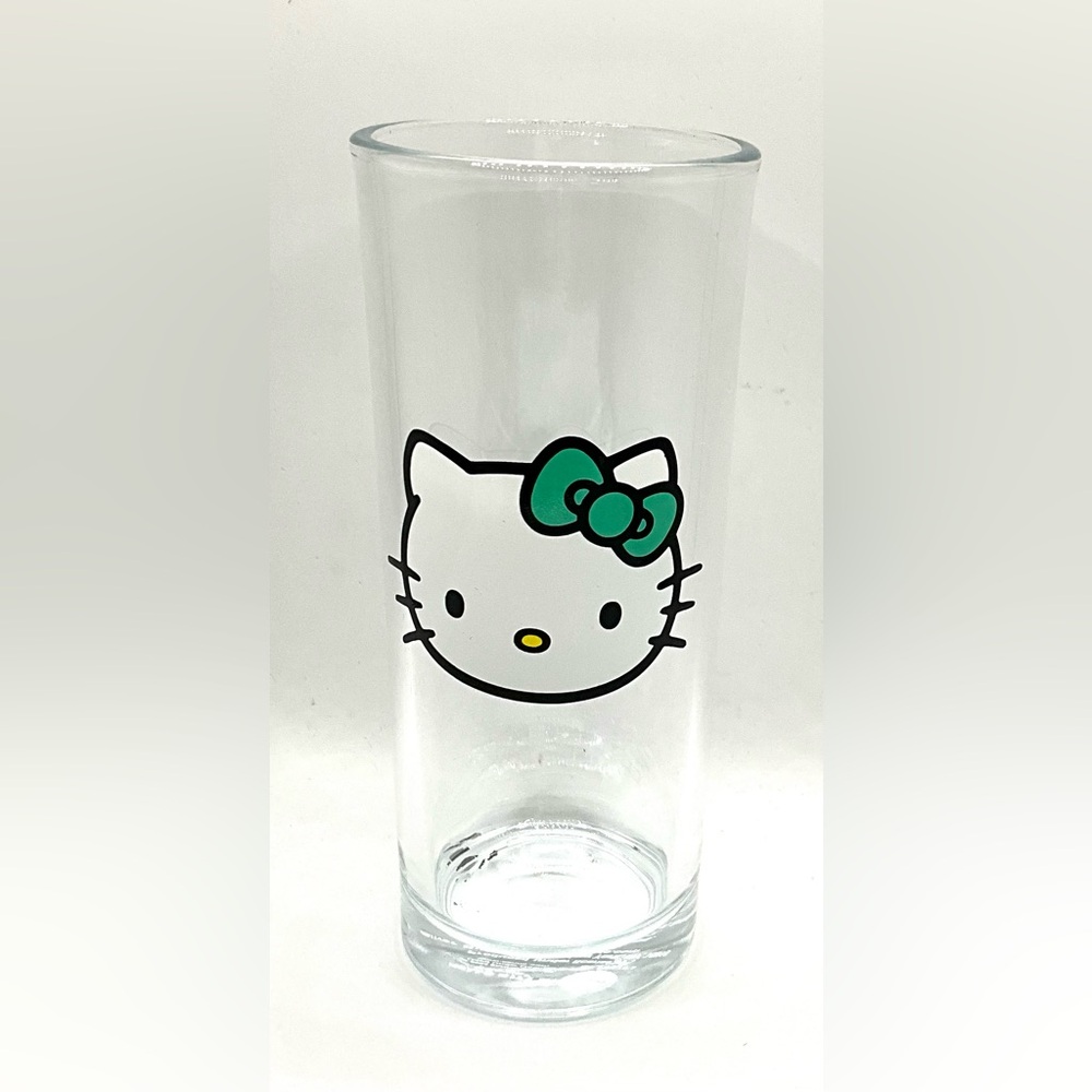 Hello Kitty Clear Glass with Teal Bow